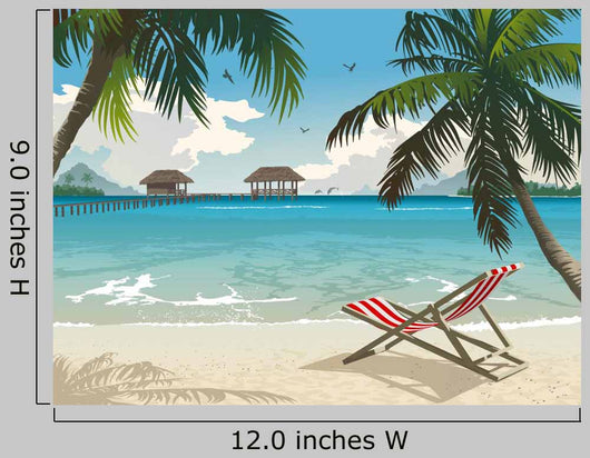 Tropical Beach Resort Illustration Wall Decal