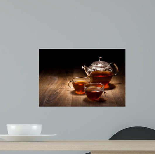 Tea Set Wooden Table Wall Decal