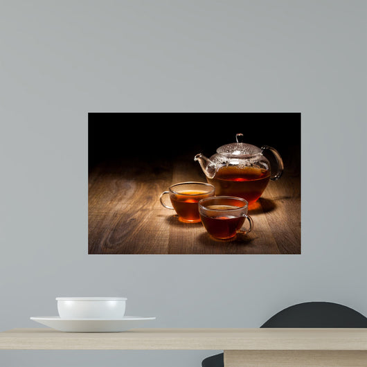 Tea Set Wooden Table Wall Decal