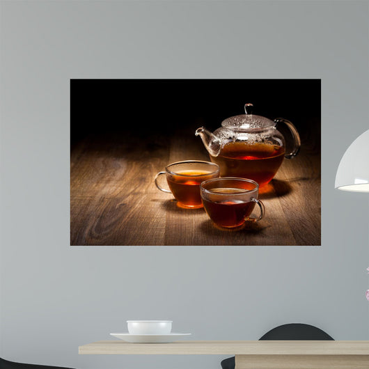 Tea Set Wooden Table Wall Decal