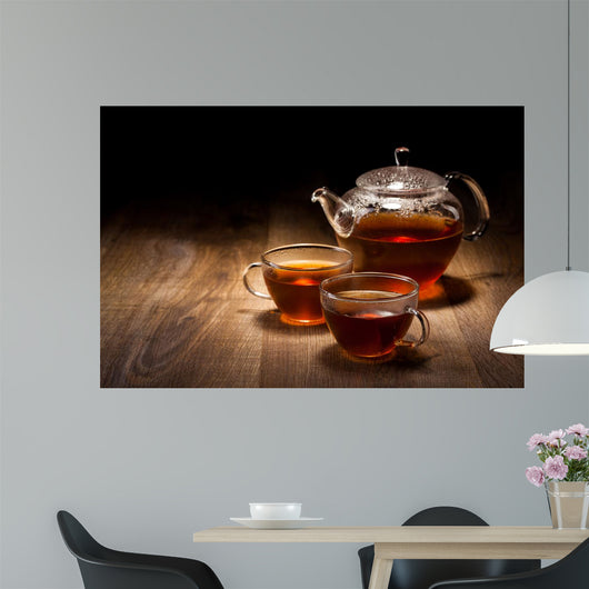 Tea Set Wooden Table Wall Decal