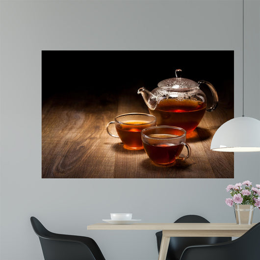 Tea Set Wooden Table Wall Decal