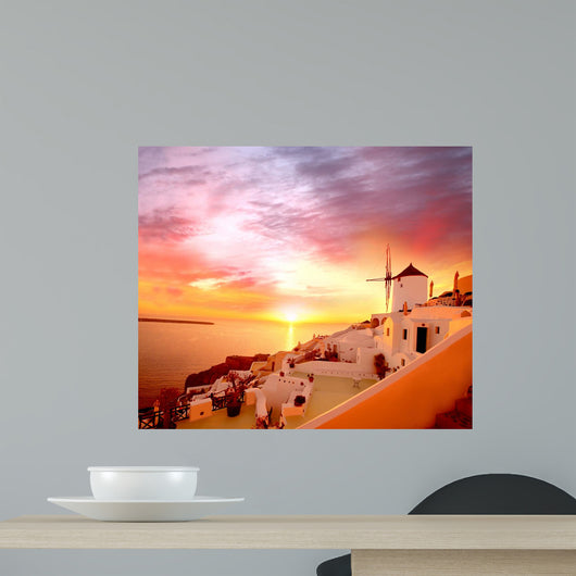 Santorini with Old Windmill Wall Decal