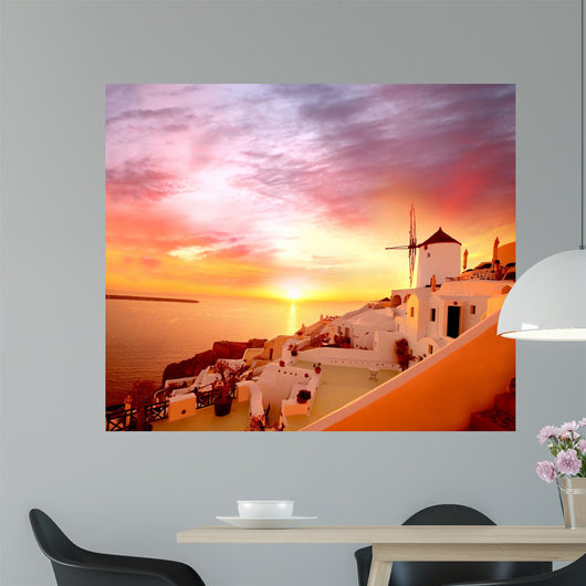 Santorini with Old Windmill Wall Decal