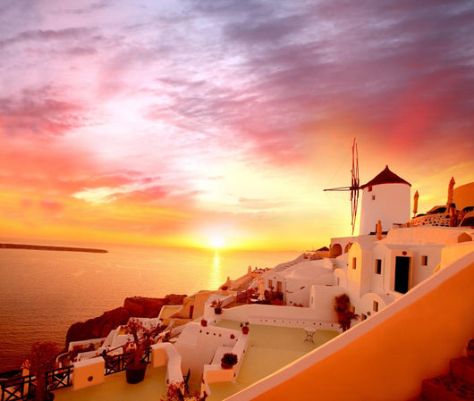 Santorini with Old Windmill Wall Decal