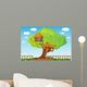 Two Tree Houses Illustration Wall Decal