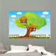 Two Tree Houses Illustration Wall Decal