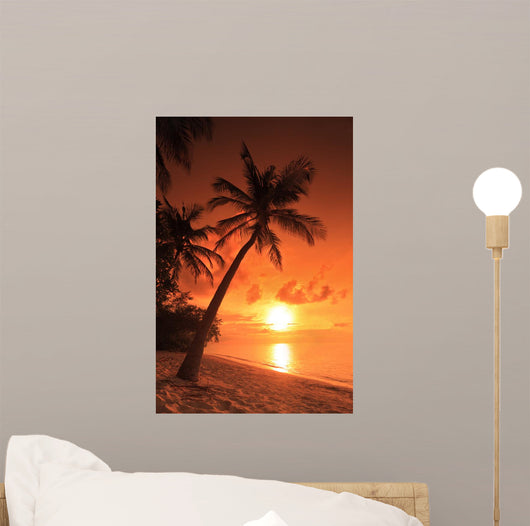 Beach Scene with Sunset Wall Decal