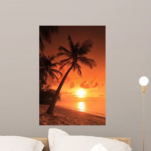Beach Scene with Sunset Wall Decal