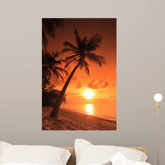 Beach Scene with Sunset Wall Decal