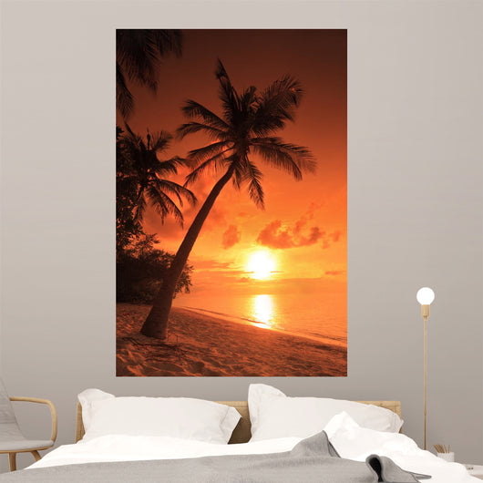 Beach Scene with Sunset Wall Decal