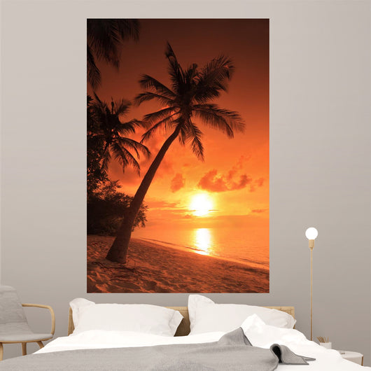 Beach Scene with Sunset Wall Decal