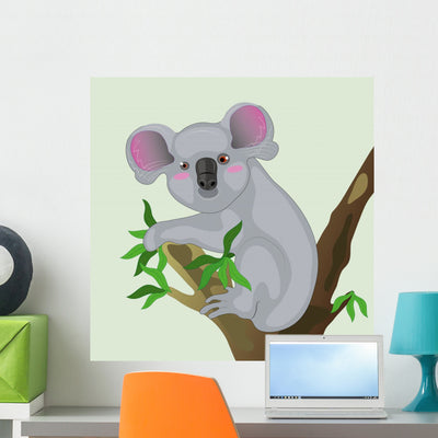 Koala Tree Wall Decal shown on a wall