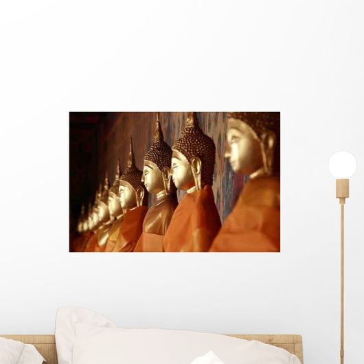 Line of Buddha Statues Horizontal Wall Decal