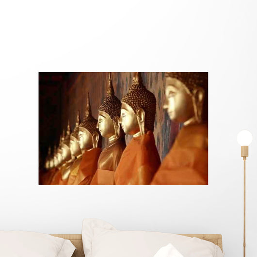 Line of Buddha Statues Horizontal Wall Decal