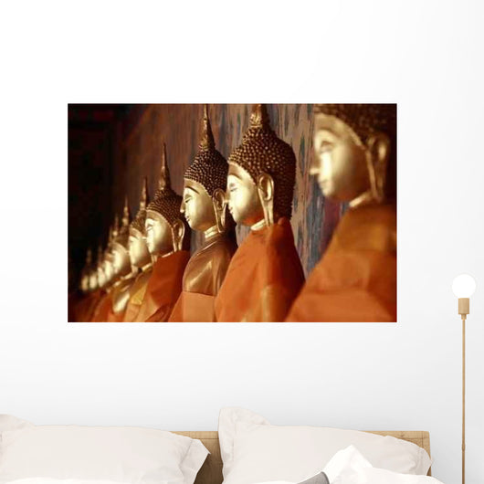 Line of Buddha Statues Horizontal Wall Decal