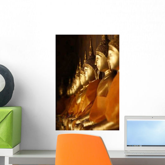 Line of Buddha Statues Vertical Wall Decal