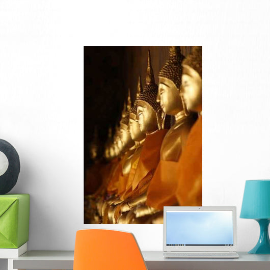 Line of Buddha Statues Vertical Wall Decal