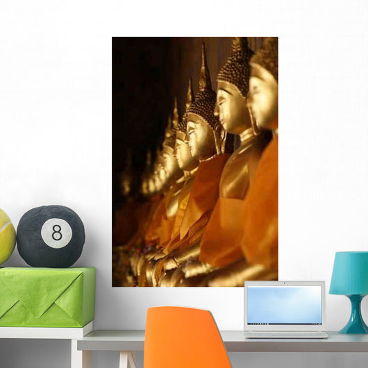 Line of Buddha Statues Vertical Wall Decal