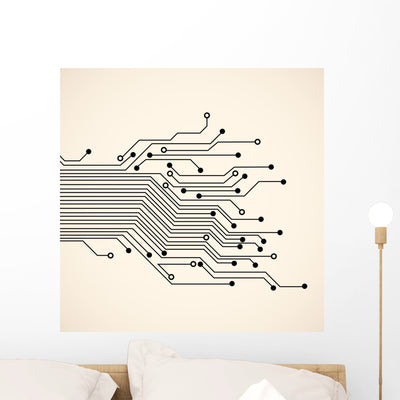 Abstract Circuit Wall Decal shown on a wall