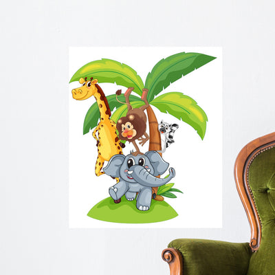 Animals Wall Decal shown on a wall