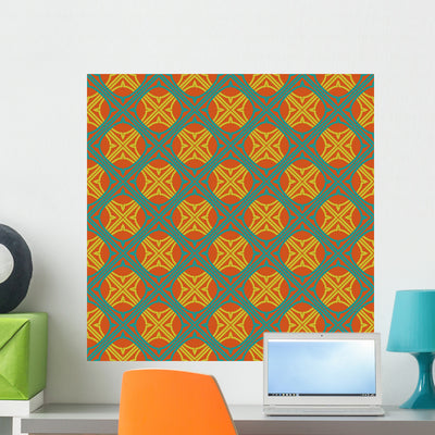 Retro Pattern Wall Mural shown on a wall