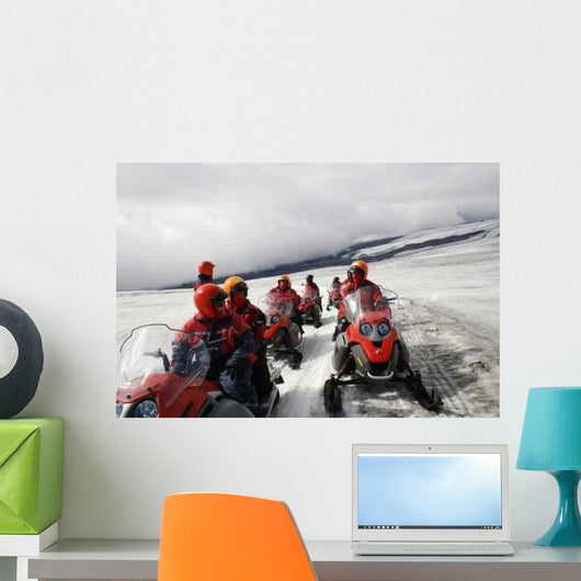 People Snowmobiles Glacier Wall Decal