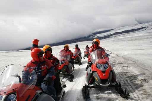 People Snowmobiles Glacier Wall Decal