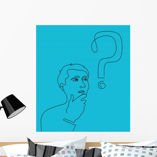 Thinking Man with Question Wall Decal