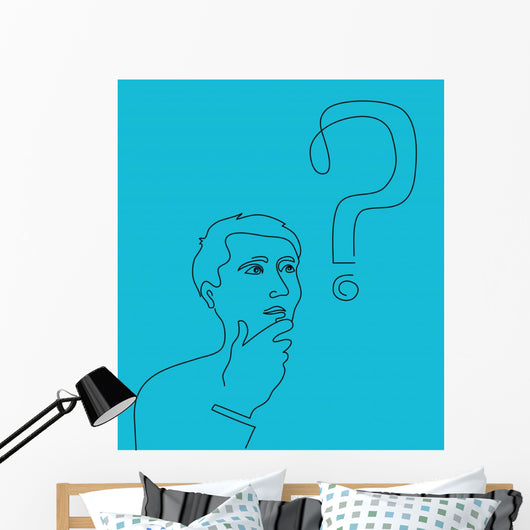 Thinking Man with Question Wall Decal