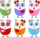 Colorful Cartoon Owls Wall Decal