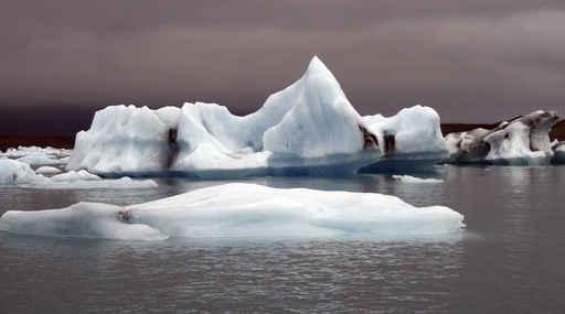 Icebergs against Purple Wall Decal