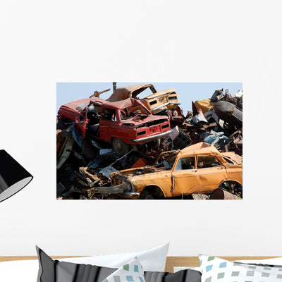 Junkyard Wall Decal shown on a wall