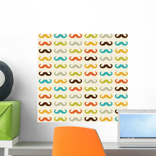 Seamless Pattern with Mustache Wall Decal