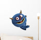 Blue Furry Alien Peaking Around Corner Wall Decal