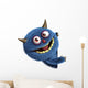 Blue Furry Alien Peaking Around Corner Wall Decal