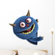Blue Furry Alien Peaking Around Corner Wall Decal