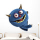 Blue Furry Alien Peaking Around Corner Wall Decal