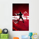 American Football Player Silhouette Red Wall Decal