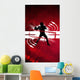 American Football Player Silhouette Red Wall Decal