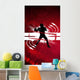 American Football Player Silhouette Red Wall Decal