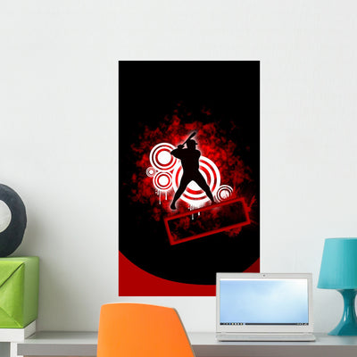 Abstract Baseball Wall Decal shown on a wall