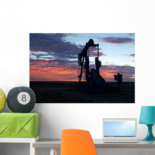 Oil Well Sunrise Wall Decal