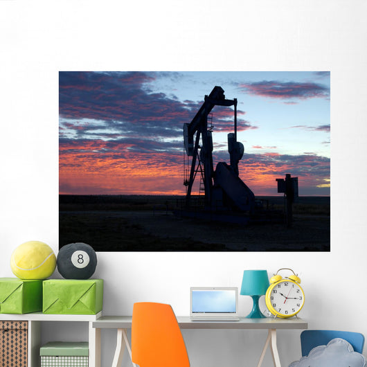 Oil Well Sunrise Wall Decal