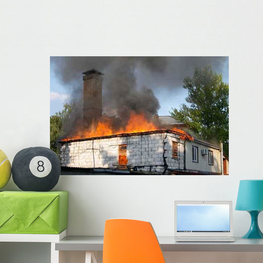 Flaming House Wall Decal