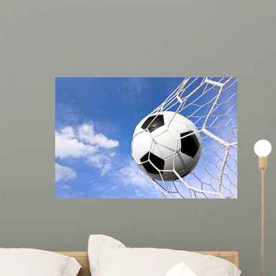Close-up Soccer Ball Football Wall Decal shown on a wall