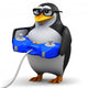 3D Penguin Glasses Playing Wall Decal