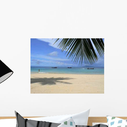 Tropical Beach and Boats Wall Decal