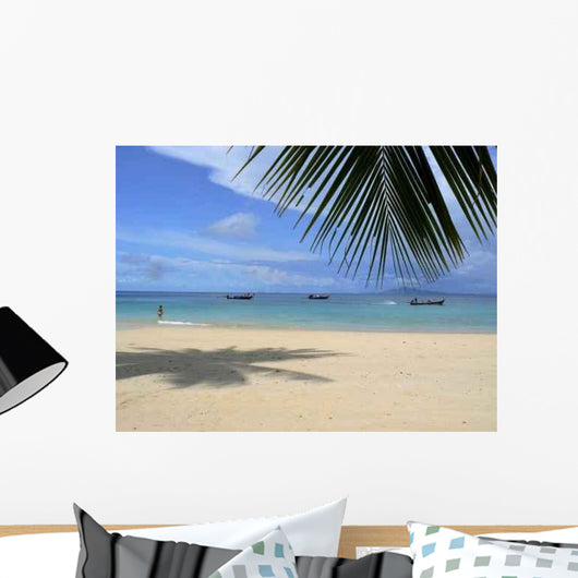 Tropical Beach and Boats Wall Decal