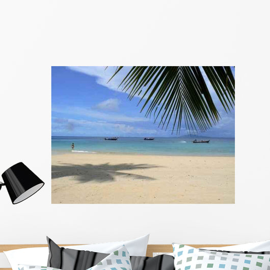 Tropical Beach and Boats Wall Decal